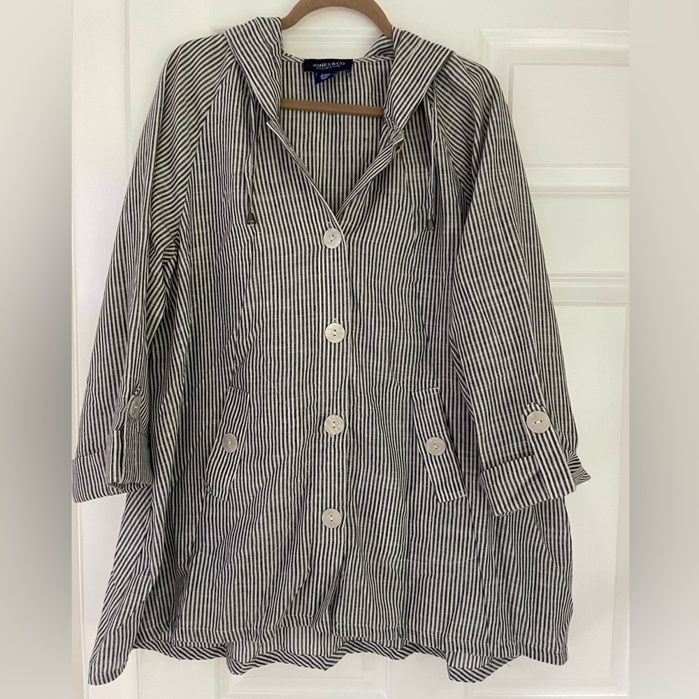 Jones & Co Hooded Linen blend Shirt Jacket NWOT
